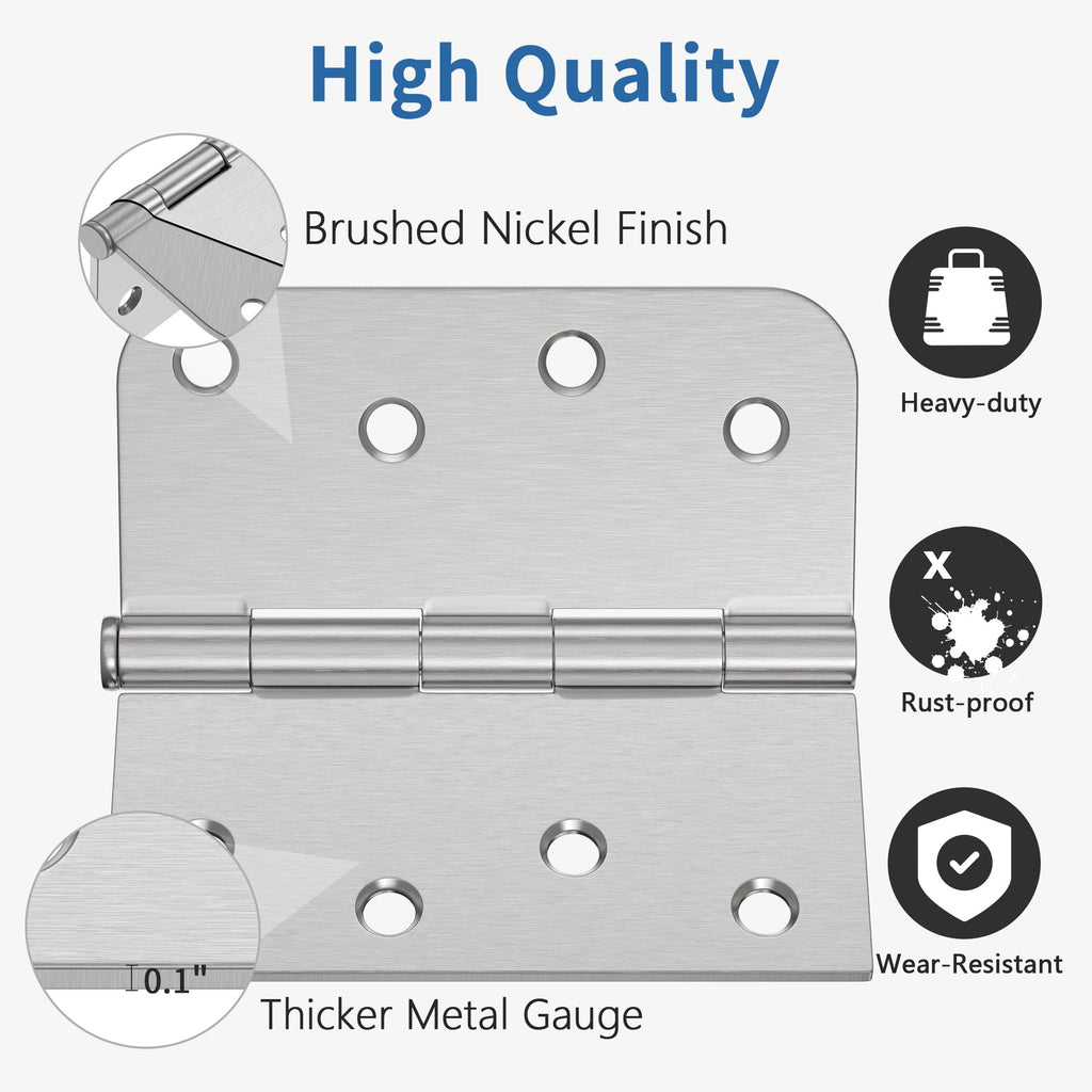 6 Pack Brushed Nickel Door Hinges 4 Inch, Exterior Door Hinges