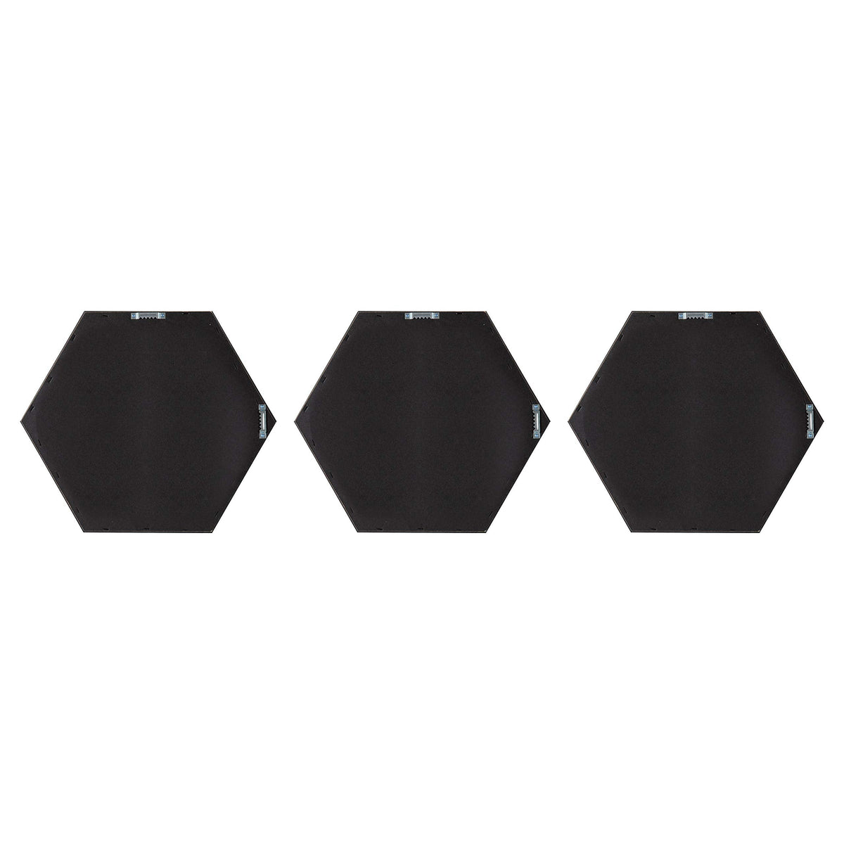 Rhodes Modern Hexagon Wall Mirror Set, 3 Pieces Black, Chic Geometric Mirror for Wall