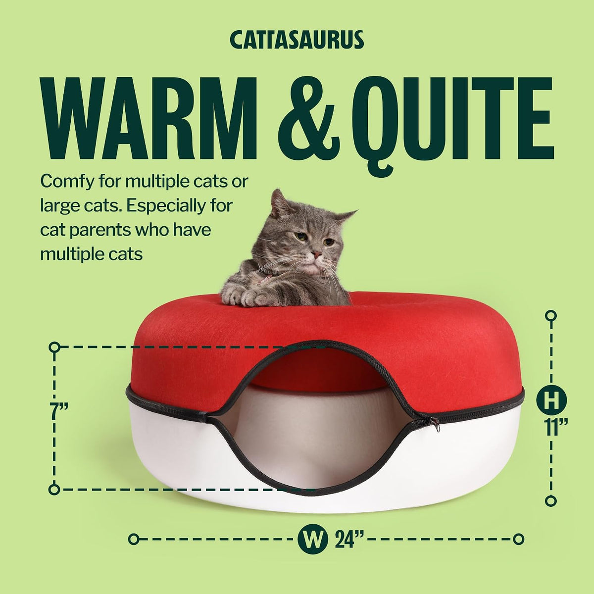 Peekaboo Cat Cave Donut for Multiple & Large Cats up to 30-45 lbs, 3-in-1 Self Warming Cat Bed, Tunnel & Scratcher