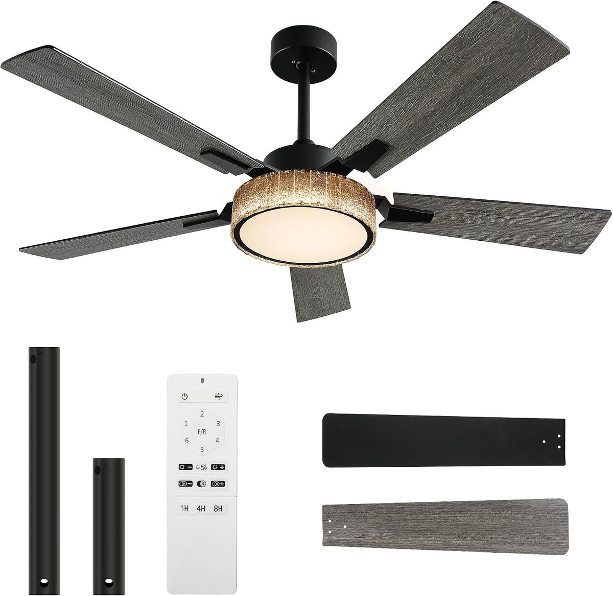 52 Inch Chandelier Ceiling Fans with Lights and Remote/App, Smart Ceiling Fans Compatible with Alexa