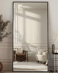 Full Length Mirror, 76"x34" Floor Mirror with Stand, Black, Rect