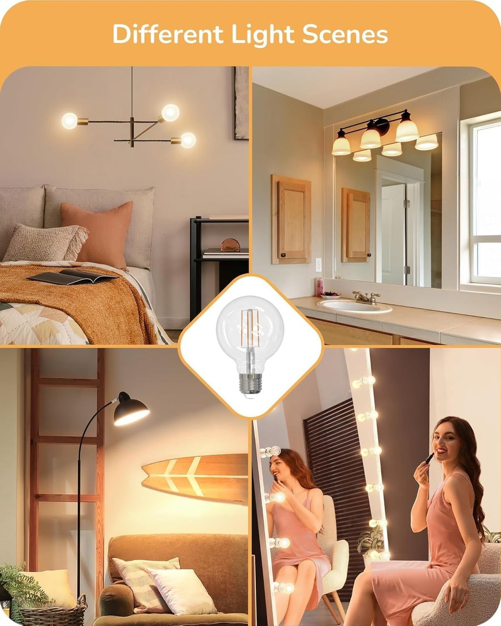 G25 Globe LED Light Bulb Vintage Edison Filament Clear Finish 8.5W (100W Equivalent) 800 Lumen E26 Medium Base 2700K