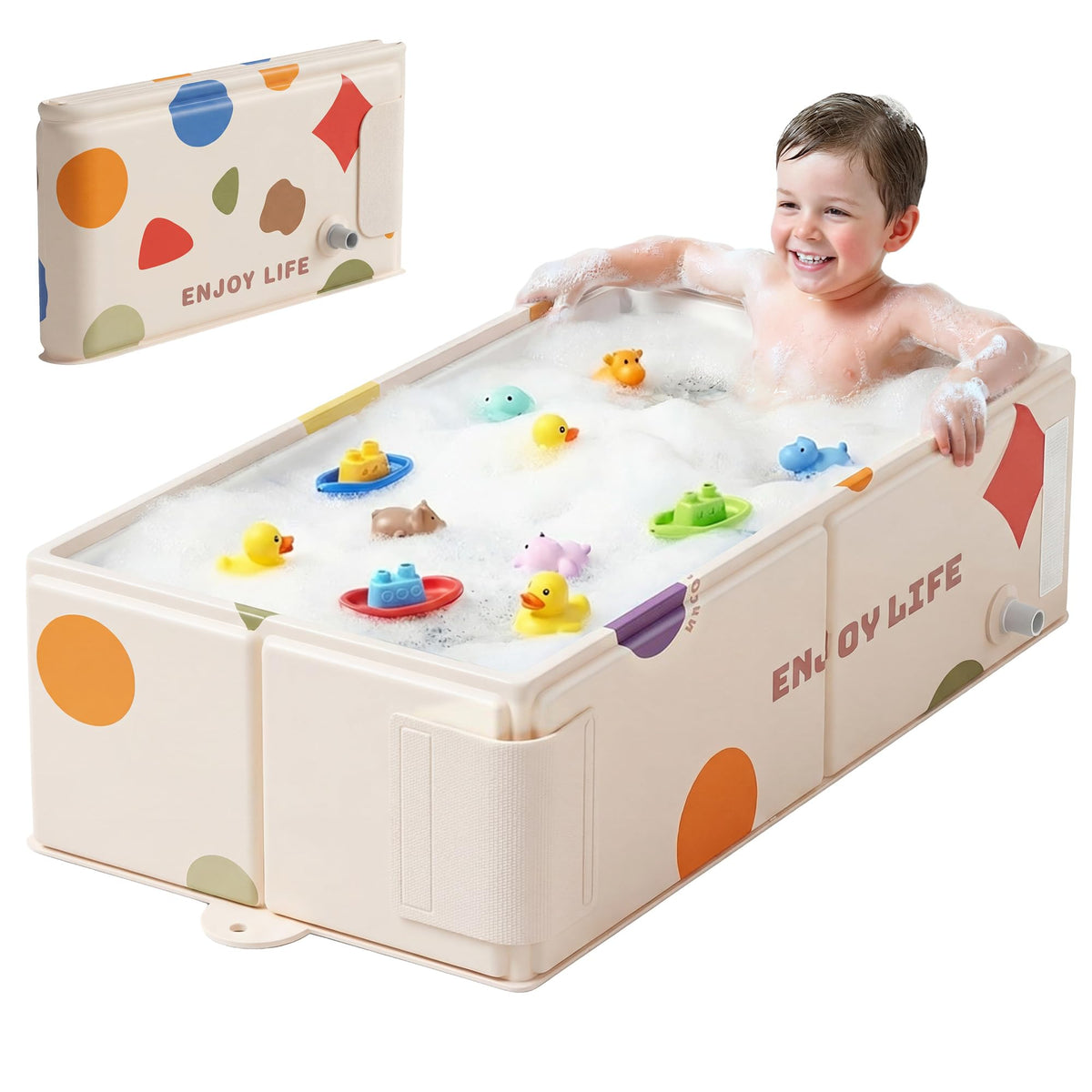 Collapsible Baby Bathtub for Newborn to Toddler, Foldable Toddler Bathtub with Drain Plug, Non-Slip Portable Infant