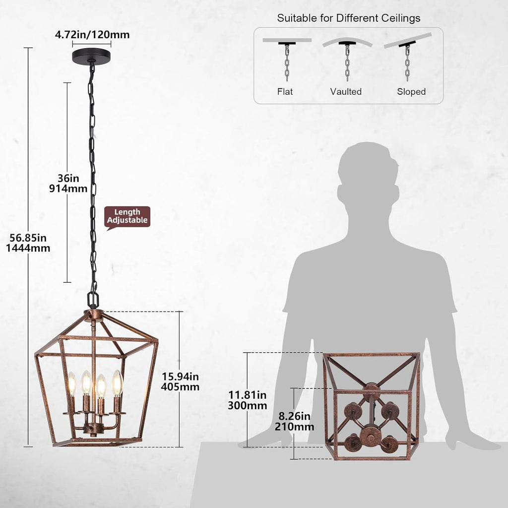 4-Light Antique Bronze Rustic Chandelier