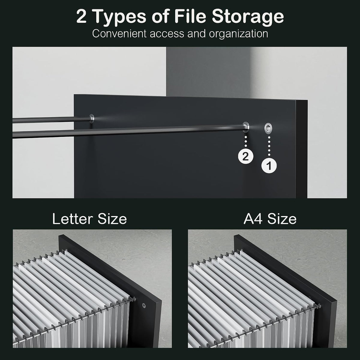 4 Drawer File Cabinet with Lock, Filing Cabinet | Office Credenza with File Drawers, Fits A4/Letter Size, Printer