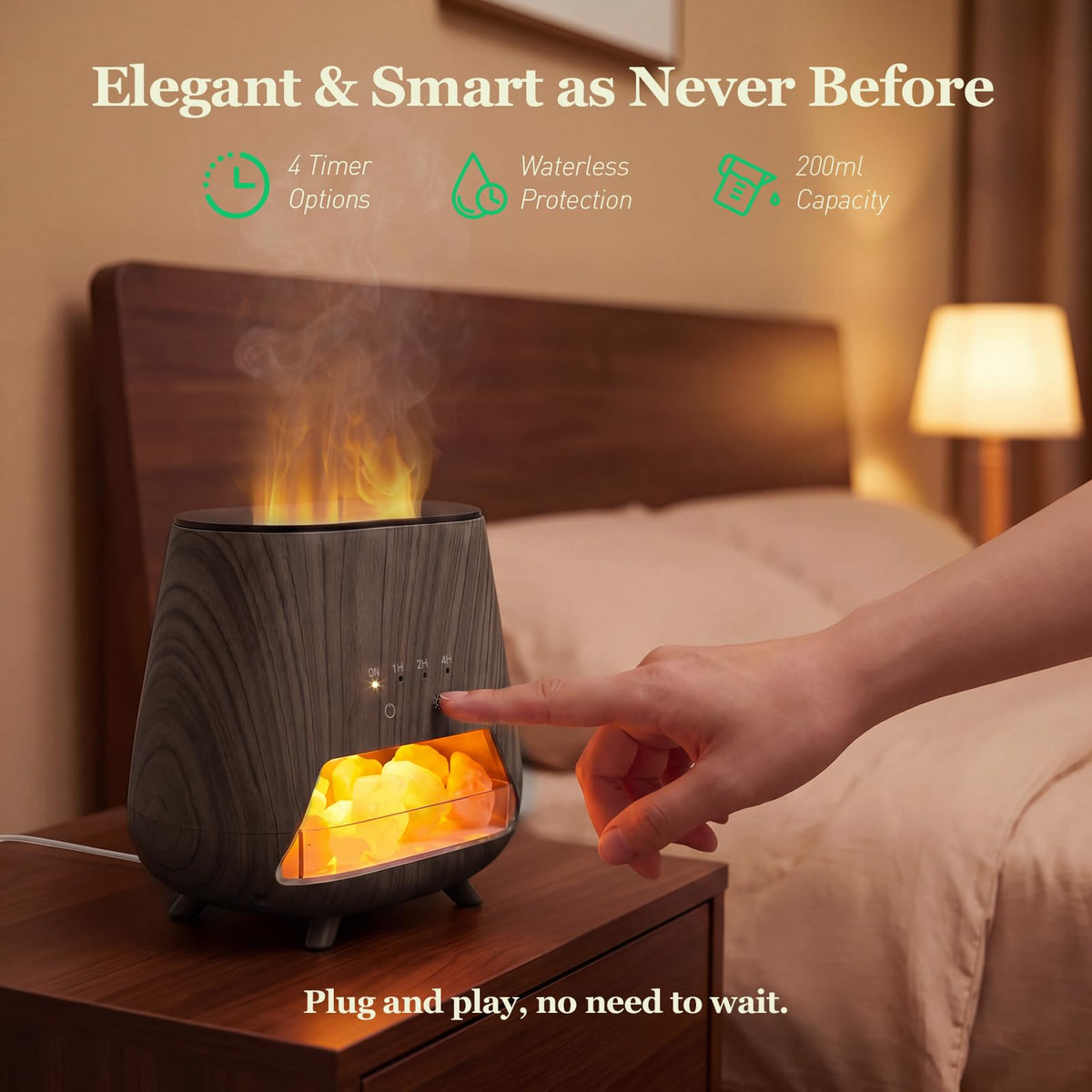 Essential Oil Diffuser : 4-in-1 Himalayan Salt Lamp(Black)
