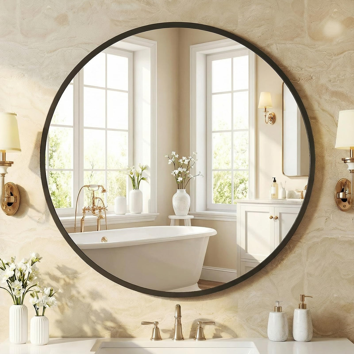30 Inch Round Wall Mirror, Bathroom Mirrors for Over Sink