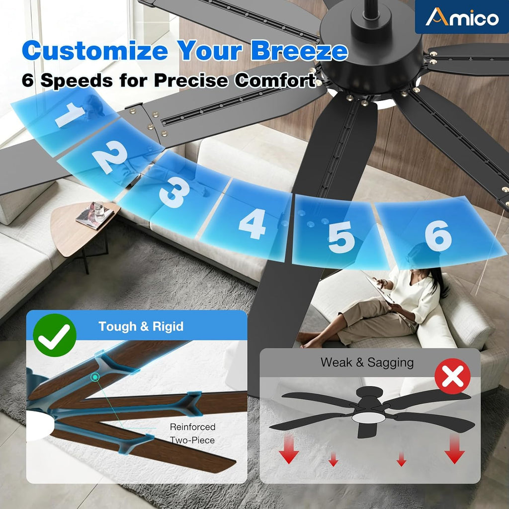 72" Indoor/Outdoor Ceiling Fan with Light & Remote