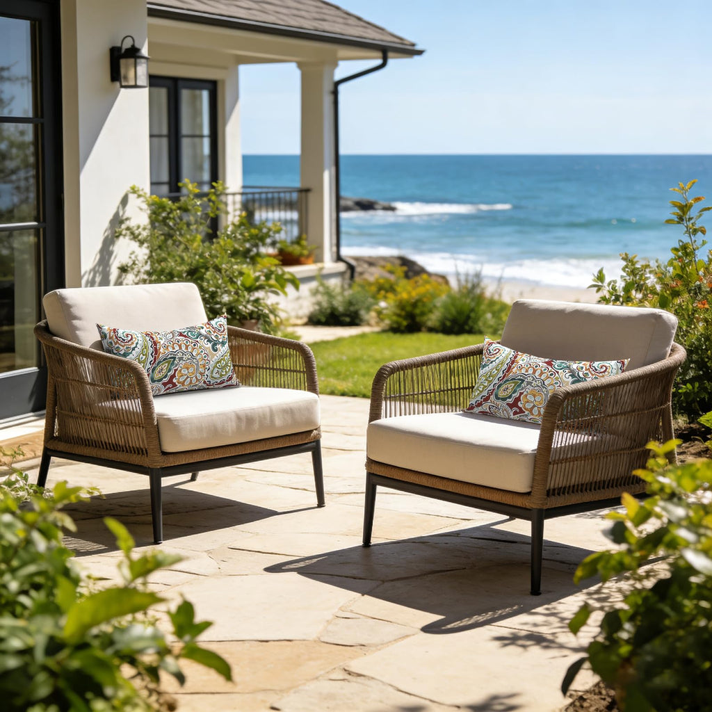 Outdoor/Indoor Lumbar Pillow Covers ONLY, Decorative Patio Lumbar Cushion Covers, Water Repellent Garden Cushion Cases