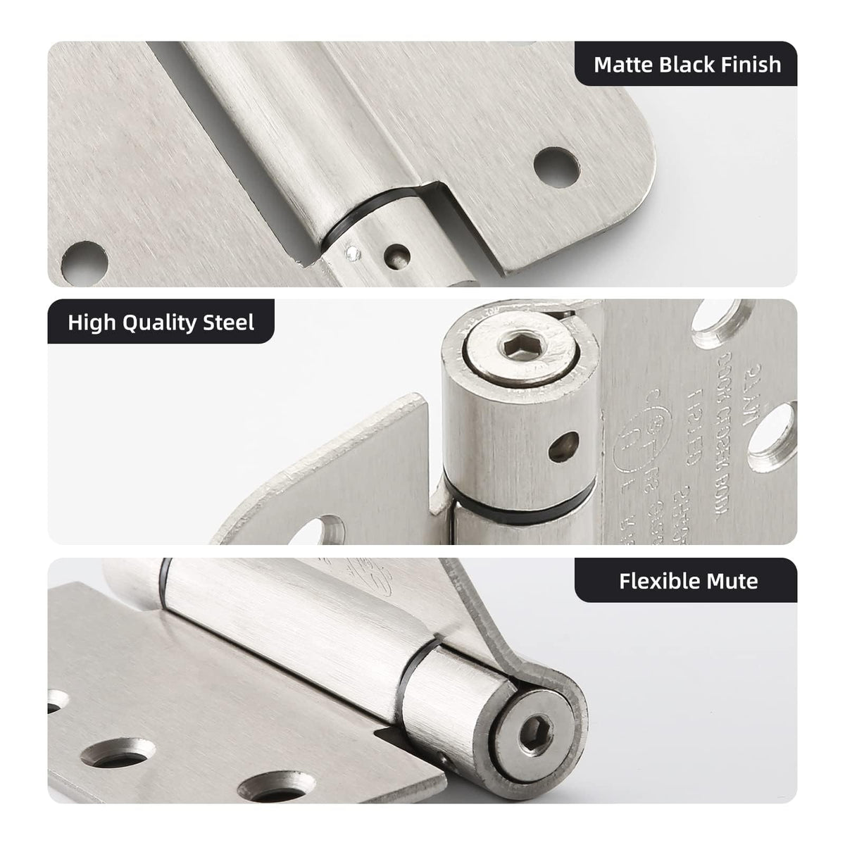 4 Inch Self Closing Door Hinges, 5/8 Inch Radius, Satin Nickel, 2 Pack