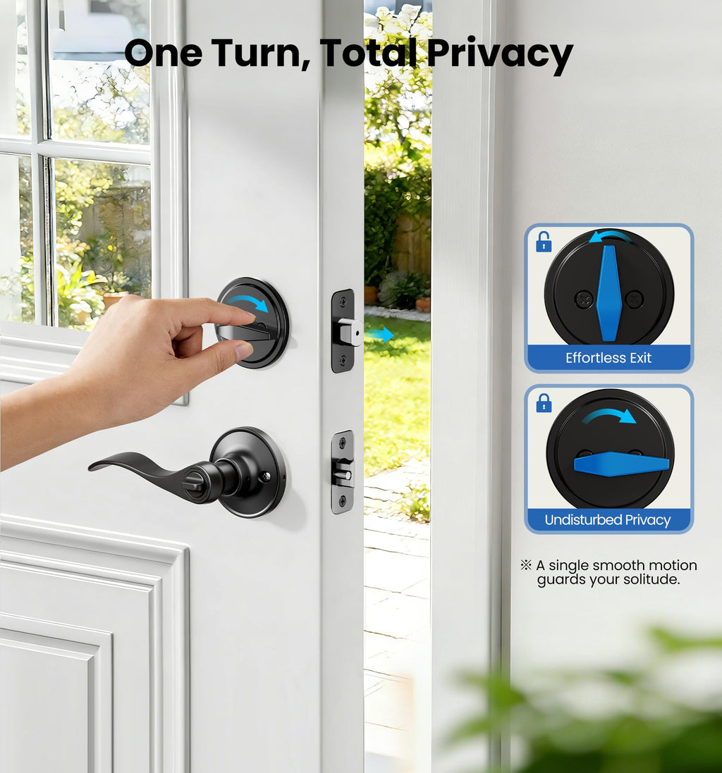 Keyed Alike Exterior Door Handle Lock Set with Deadbolt, Matte Black