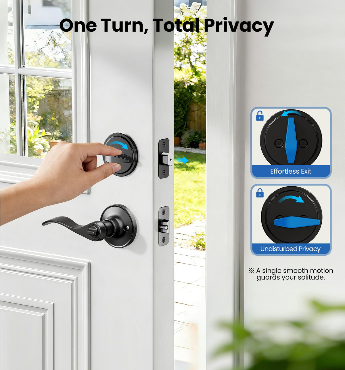 Keyed Alike Exterior Door Handle Lock Set with Deadbolt, Matte Black