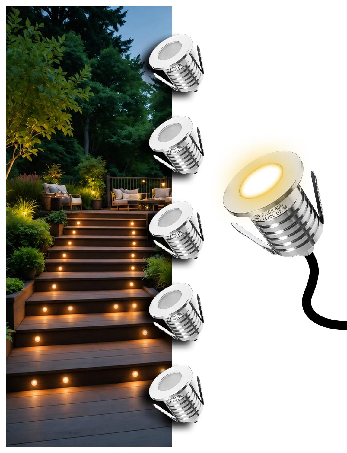3W Recessed Low Voltage Deck Light 6 Pack 2Inch