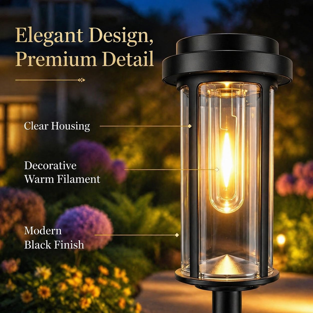 8 Pack Solar Pathway Lights Outdoor 21" LED Solar Garden Lights