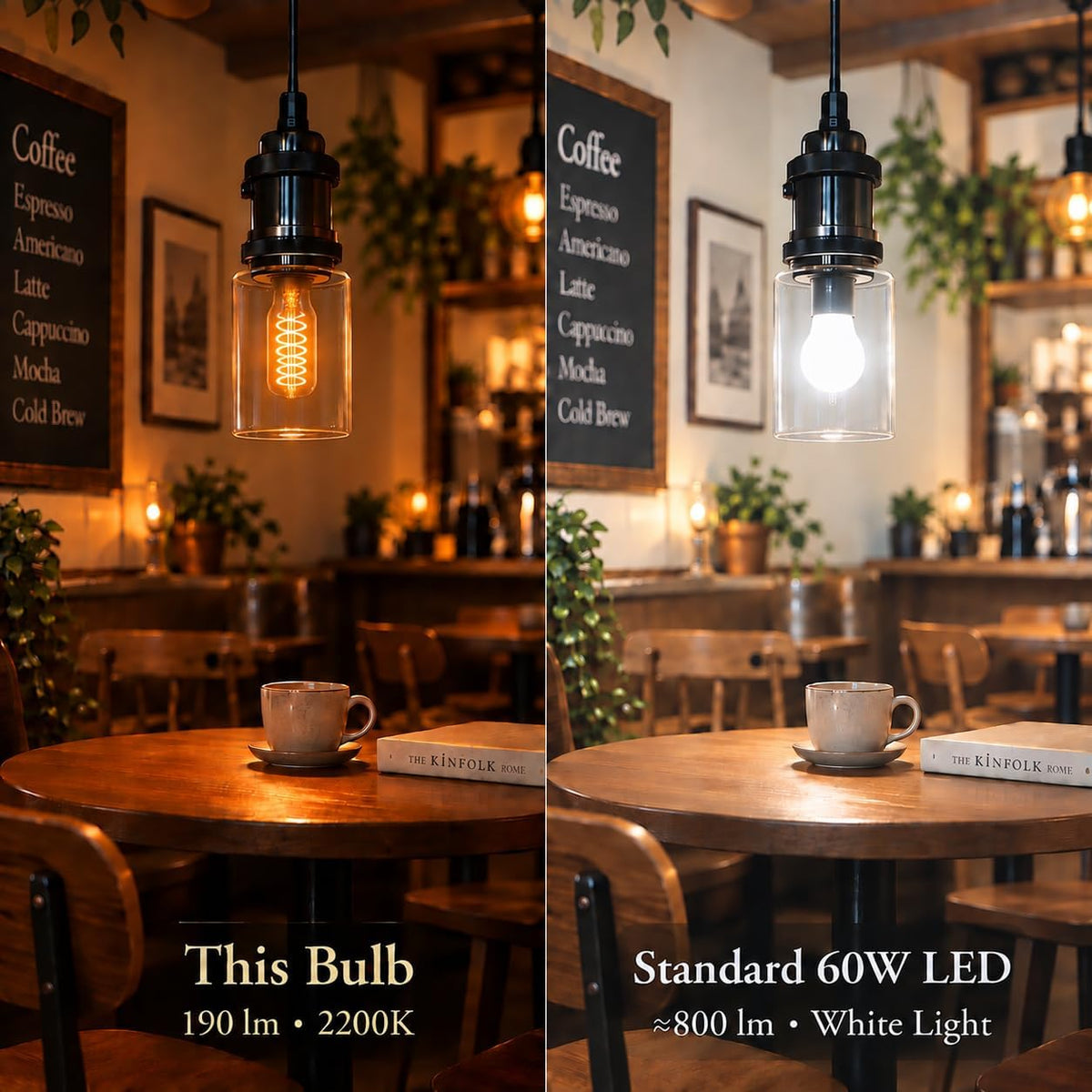 Edison Light Bulbs 40 Watt Dimmable T45 Vintage Warm Bulbs