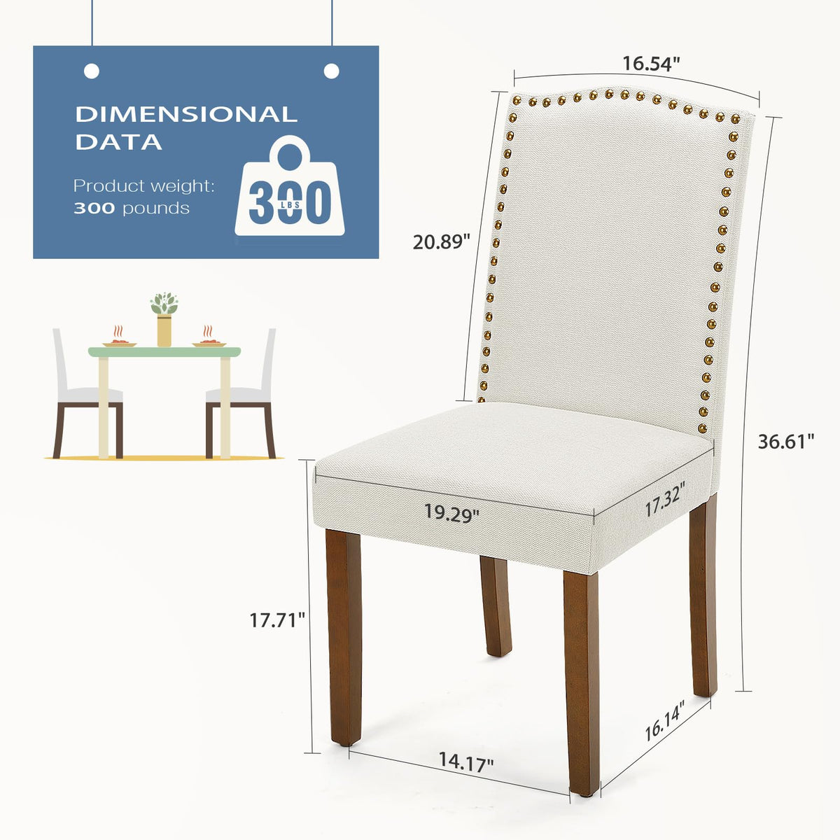 Set of 4, Upholstered Accent Chair, Beige