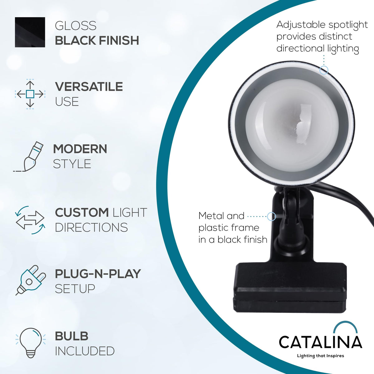 Adjustable LED Mini Clip Reading Lamp, Multipurpose Clip Lamp, or Bedroom, Smart Home Compatible, LED Bulb Included