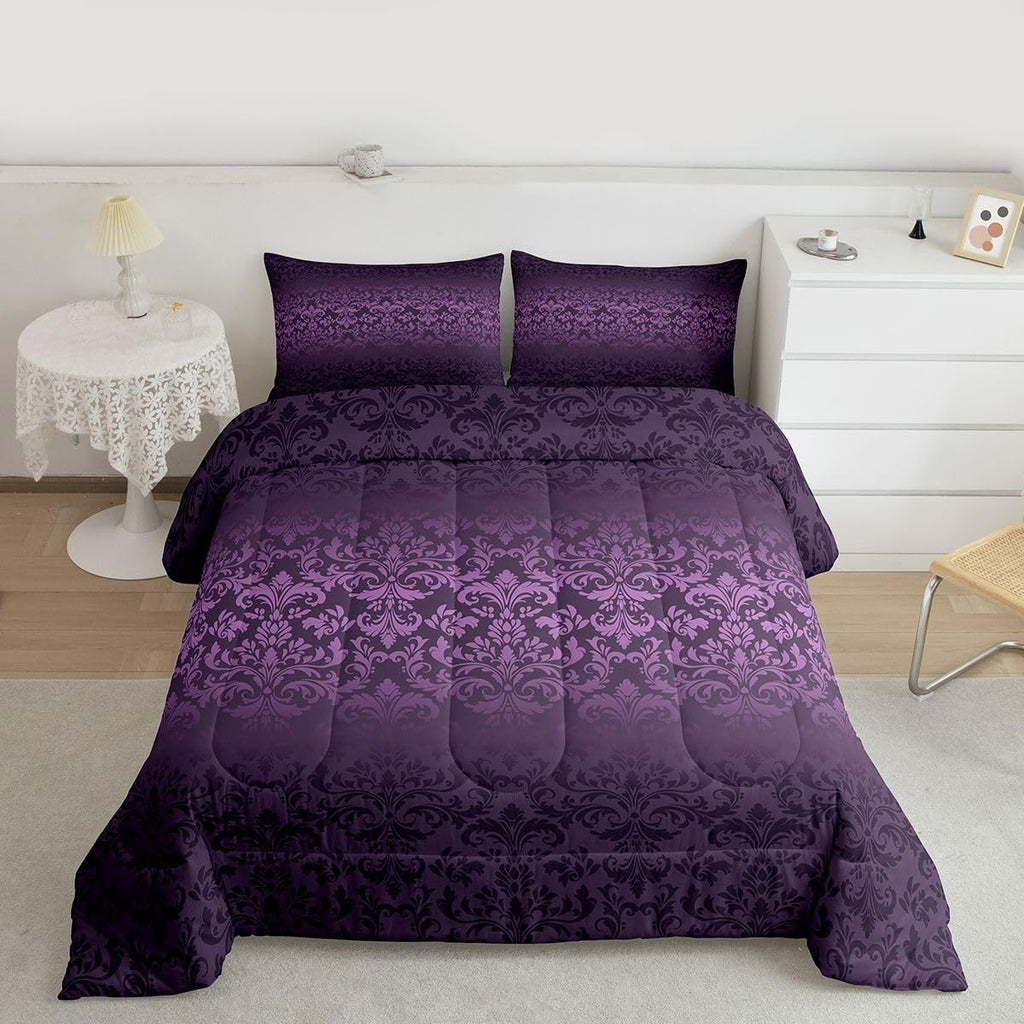 Gothic Damask Comforter Set Vintage Jacquard Bedding Set