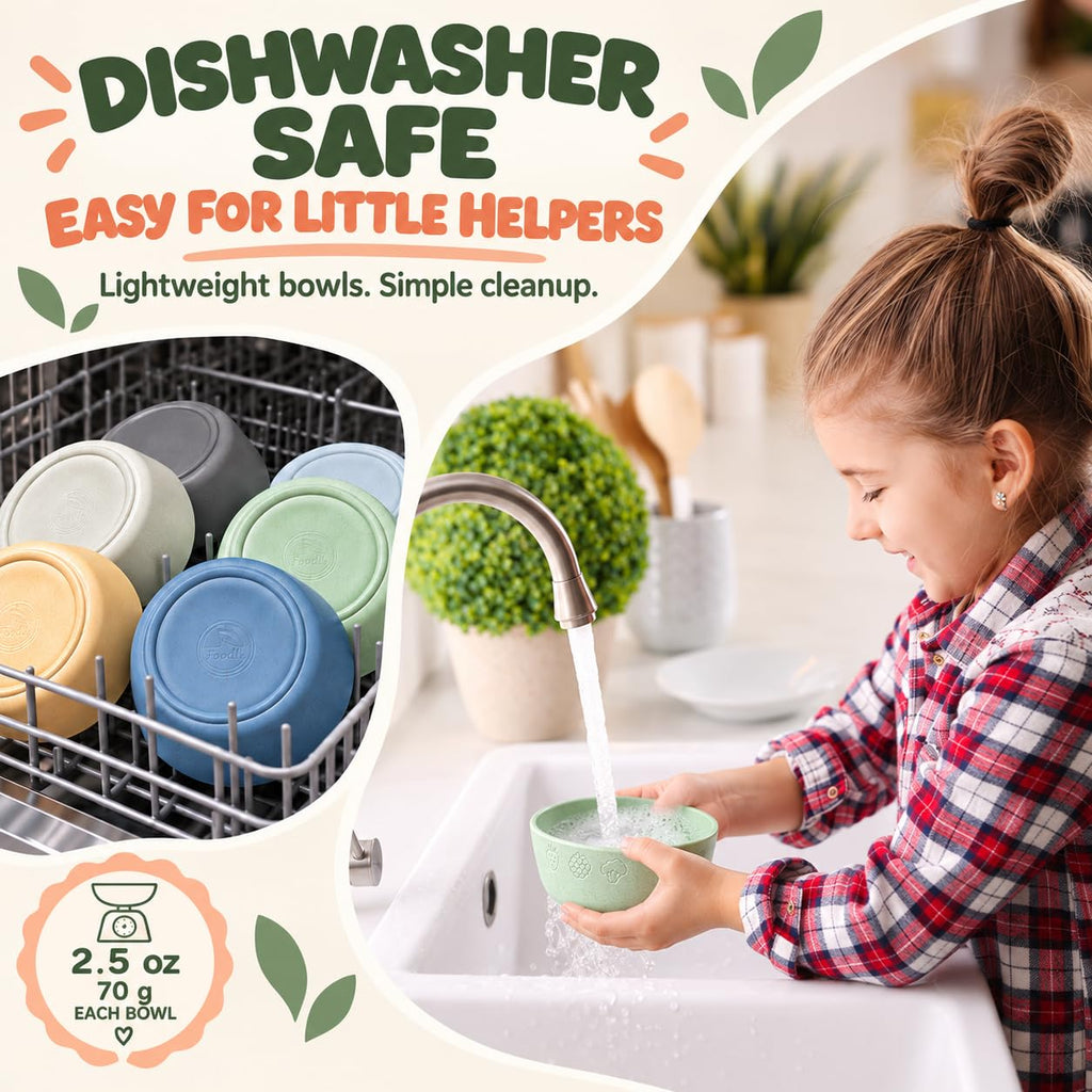 Wheat Straw Kids Bowls - Microwave and Dishwasher Safe Toddler Bowls