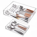 2 Layer Acrylic Deep Kitchen Utensil Drawer Organizer for Flatware Utensils