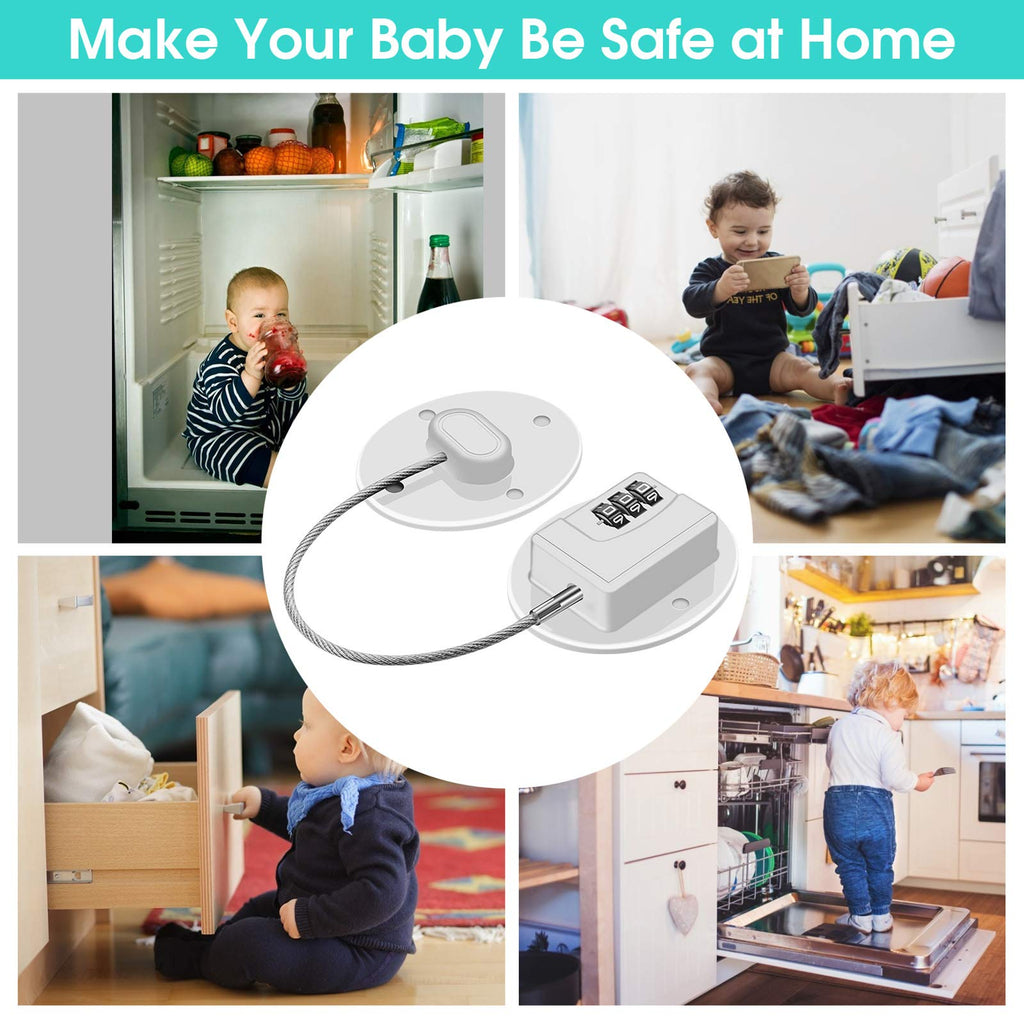 3 Pack Refrigerator Locks with Code, Child Cabinet and Drawer Locks