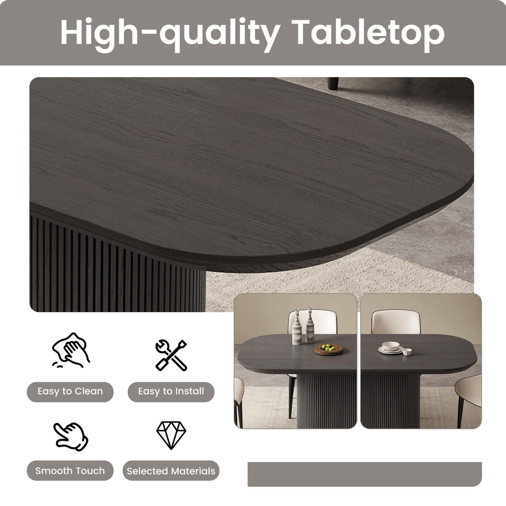 Inspired Saarinen Style 62.99 Inch Rectangular Dining Table for 4-6 People, Modern Kitchen Dining Room Table with Pedestal Base, Black Table
