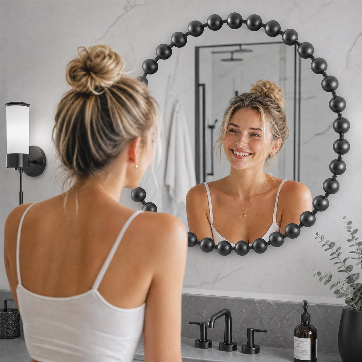 Park 27 inch Black Round Mirror, Round Mirrors for Wall Decor, Metal Frame Circle Mirror, Round Wall Metal Art Mirror