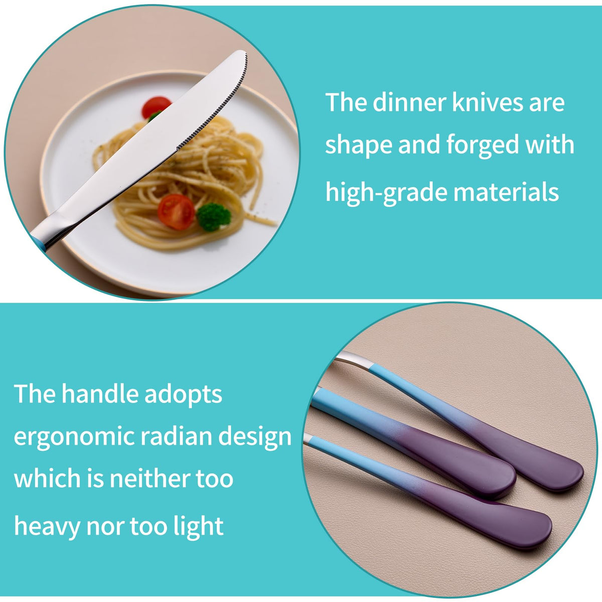20-Piece Blue and Purple Silverware Set for 4, 18/0 Stainless Steel Flatware Cutlery Utensils Set, Includes Dinner