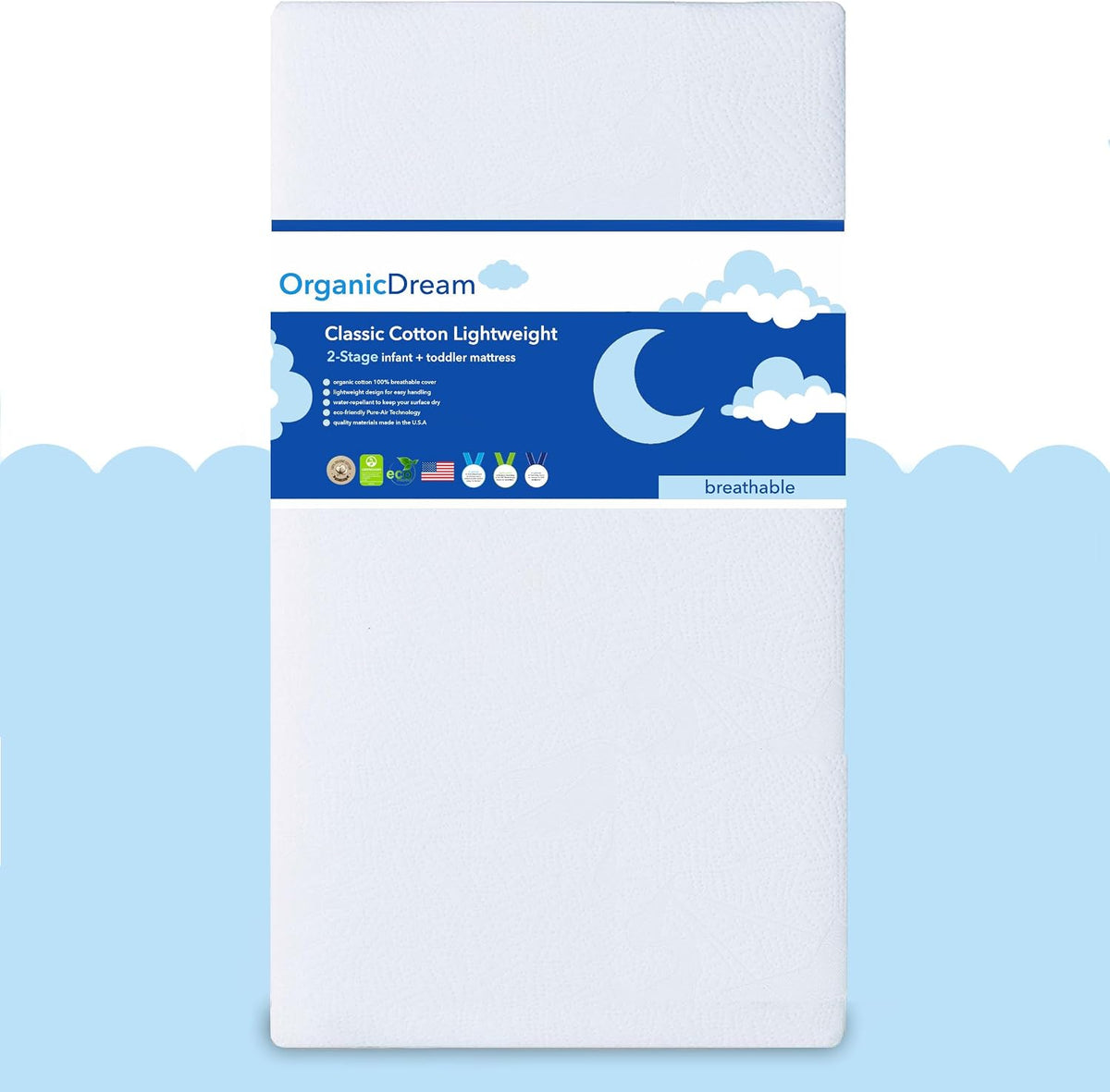 Crib Mattress + Toddler Bed - 100% Breathable Proven to Reduce Suffocation Risk, Hypoallergenic, GREENGUARD Certified