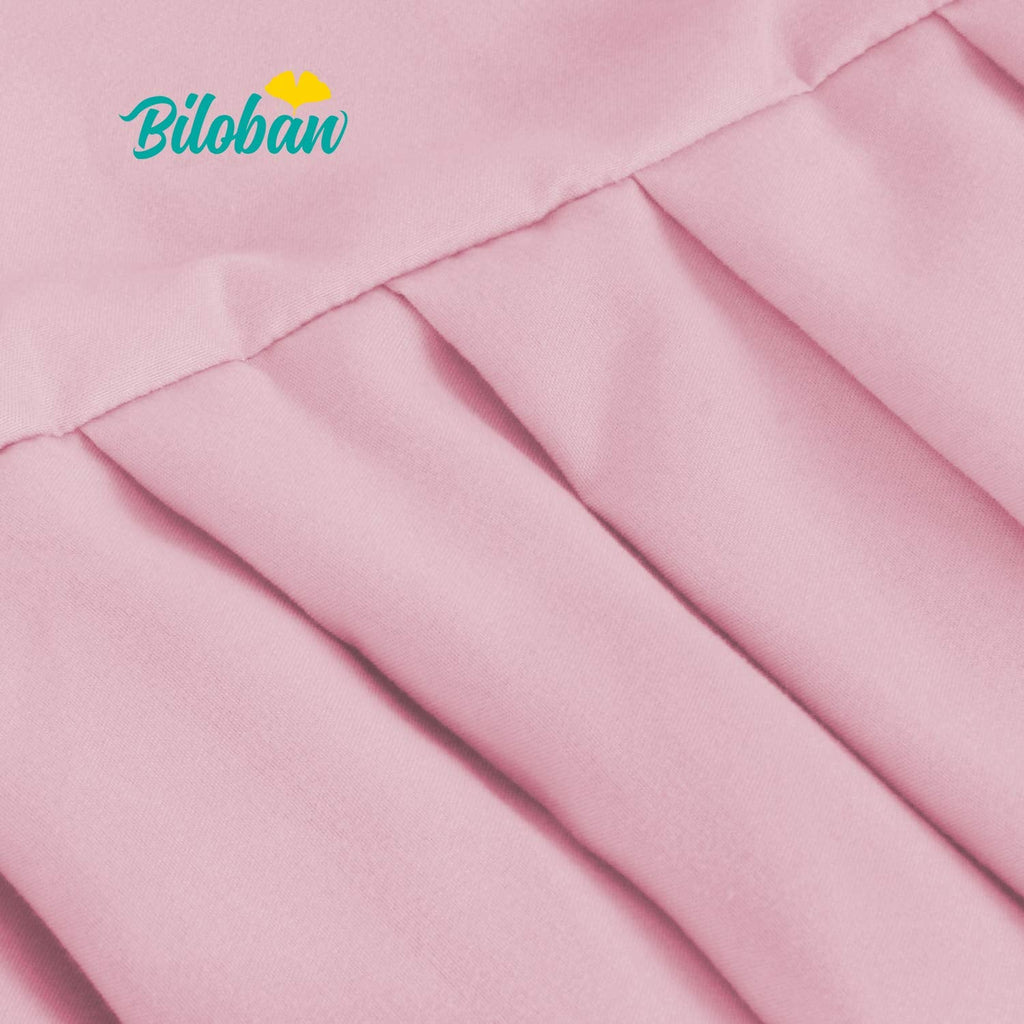 Crib Skirt with Pompoms Pink, 14" Drop, Fits Standard Crib