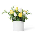 10 Pcs Artificial Tulips with Ceramic Vase, Real Touch PU Fake Tulip Stems for Easter, Spring, Wedding Bouquet, Home