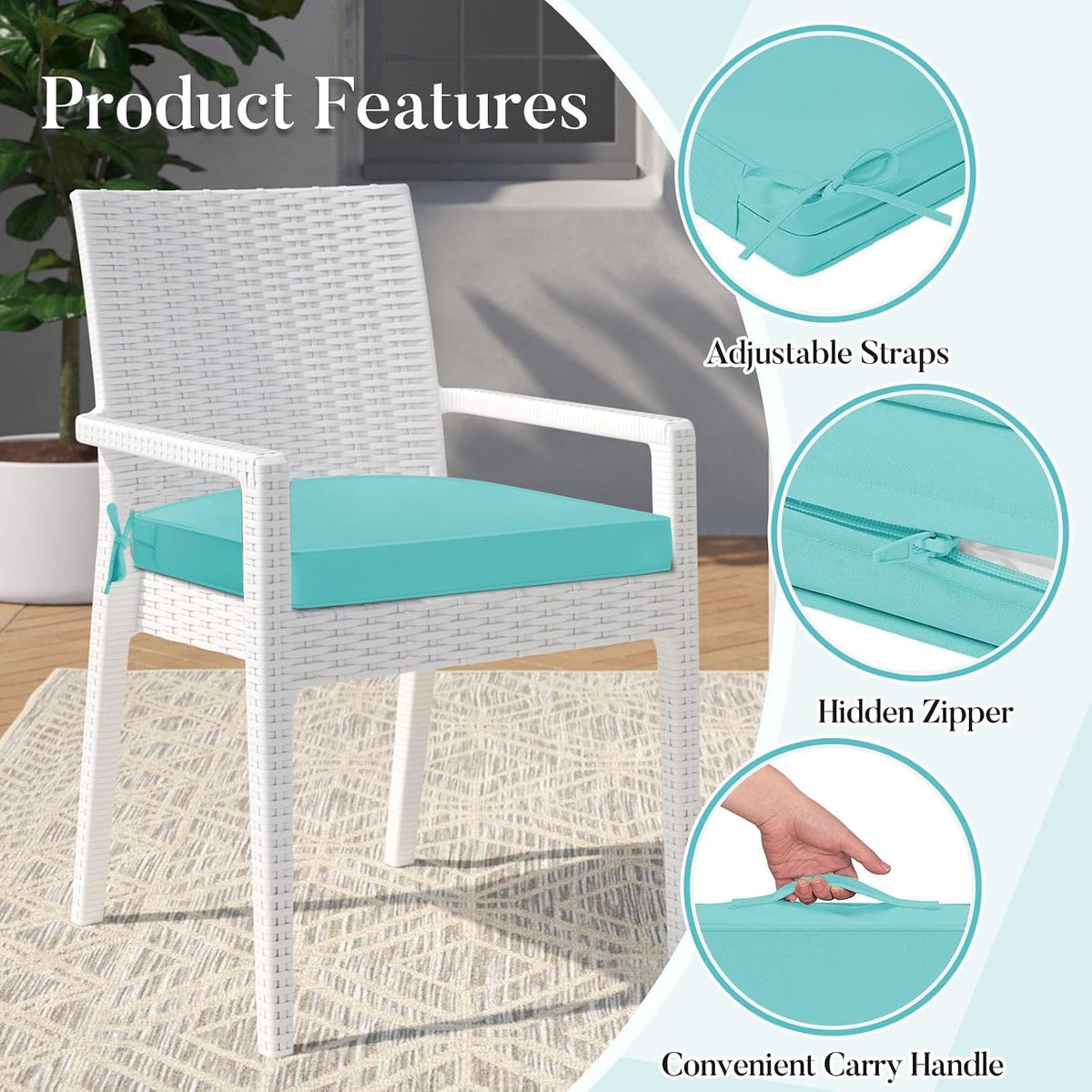 Outdoor Cushions Furniture: Waterproof & UV Resistant Outdoor Chair Cushions Set of 4-19 x 19 x 3 Inch Thick Patio