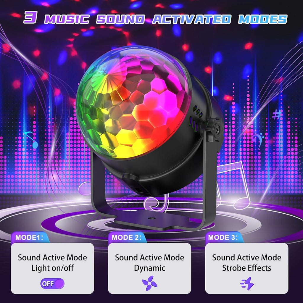4PCS Disco Ball Party Light, Sound Activated Party Lights with Remote Control Dj Lighting, Rotating Disco Ball Light