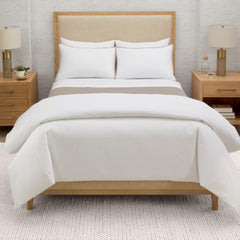 Hotel Signature Duvet Cover - 100% Egyptian Cotton - 280 Thread Count - Jacquard - White - Queen Size