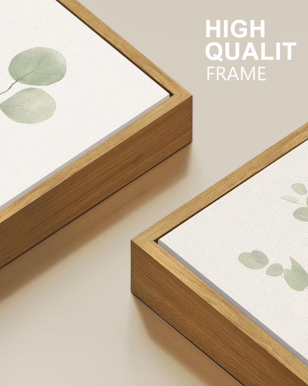 Botanical Plant Framed Wall Art Boho Wall Decor Sage Green Eucalyptus Leaf Prints Minimalist Aesthetic Ready to Hang