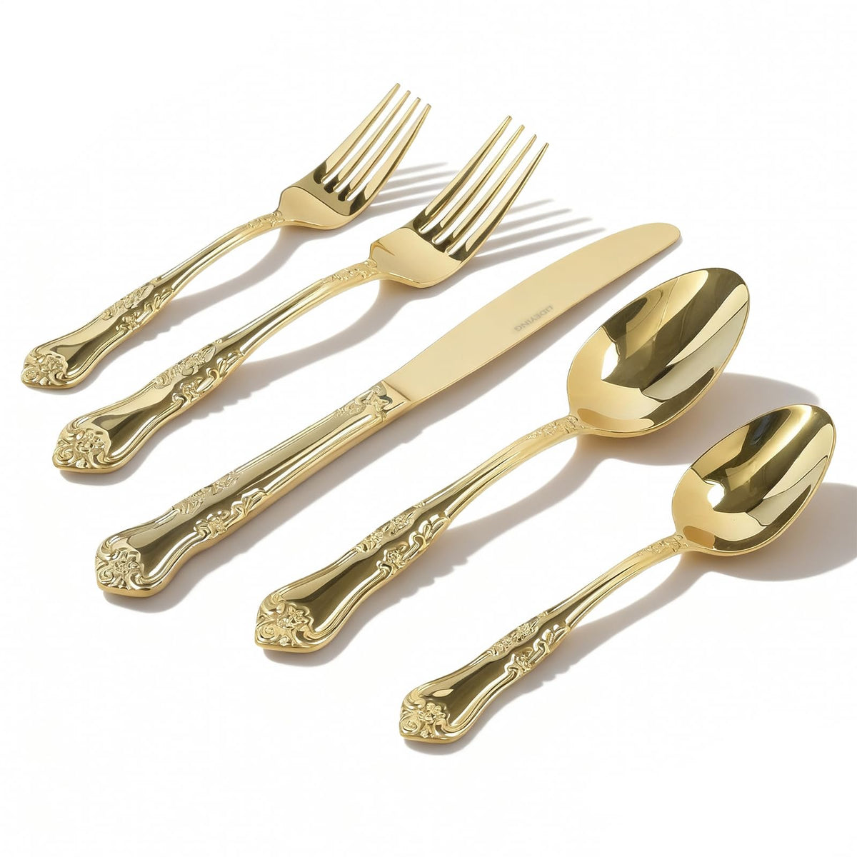 Silverware Set,Stainless Steel Flatware Cutlery Set with Floral Handles,Included Knife Spoon and Fork, Mirror