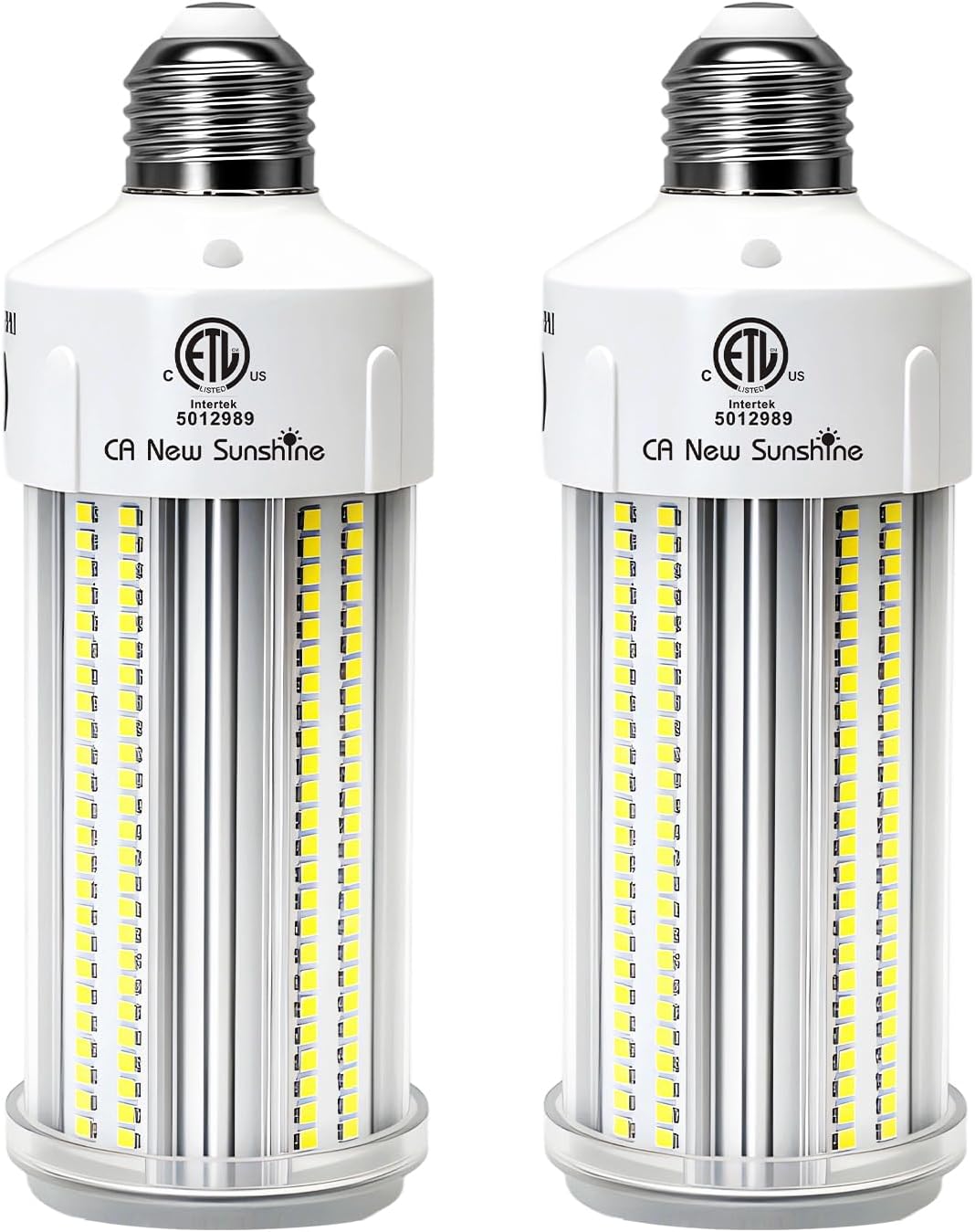 2 Pack 600W Equivalent LED Corn Light Bulb 9000 Lumen 5000K 60W Large Area Daylight White E26/E27 Medium Base