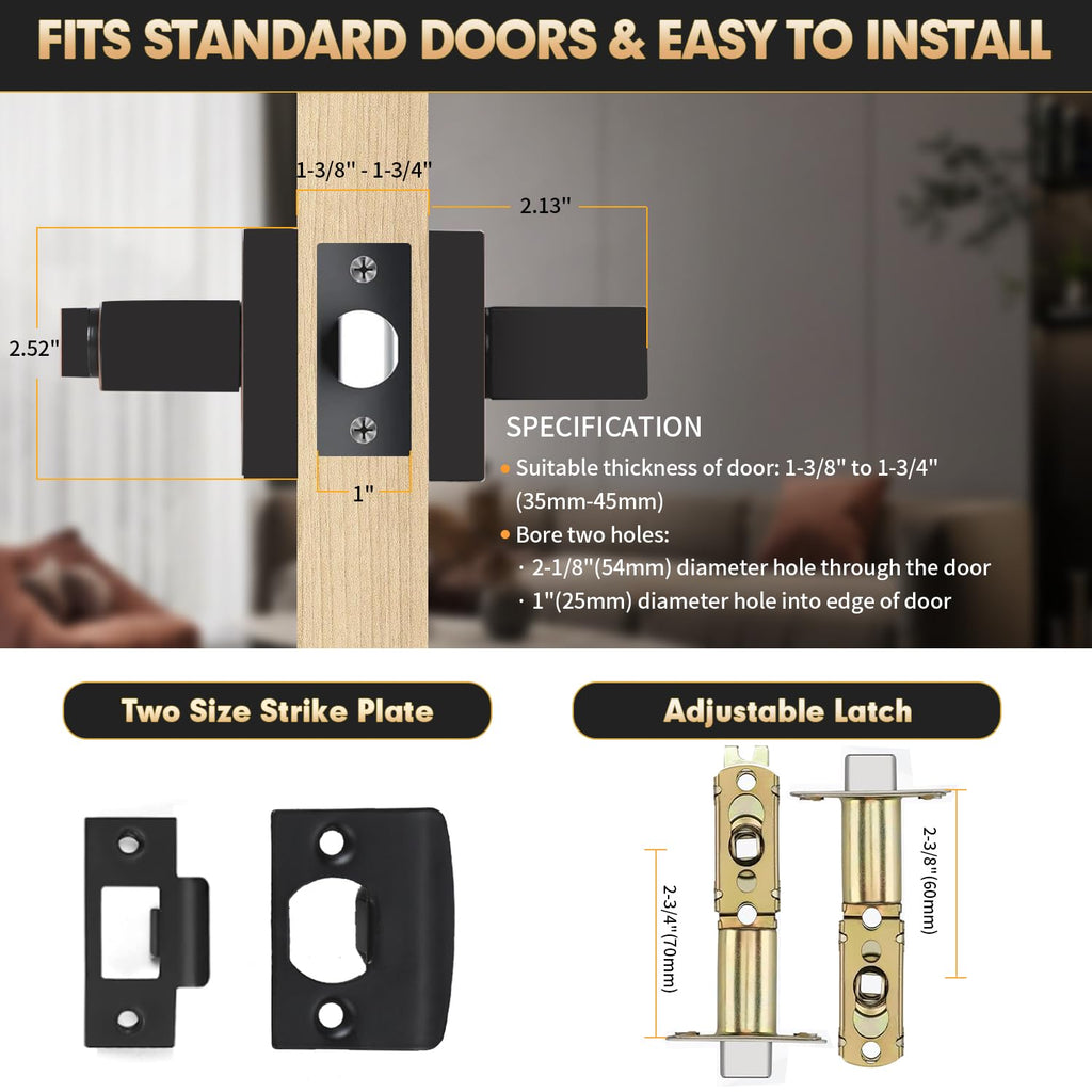 Privacy Door Levers, 5 Pack Oil Rubbed Bronze Door Handles Interior Heavy Duty Bed and Bath Keyless Door Locksets