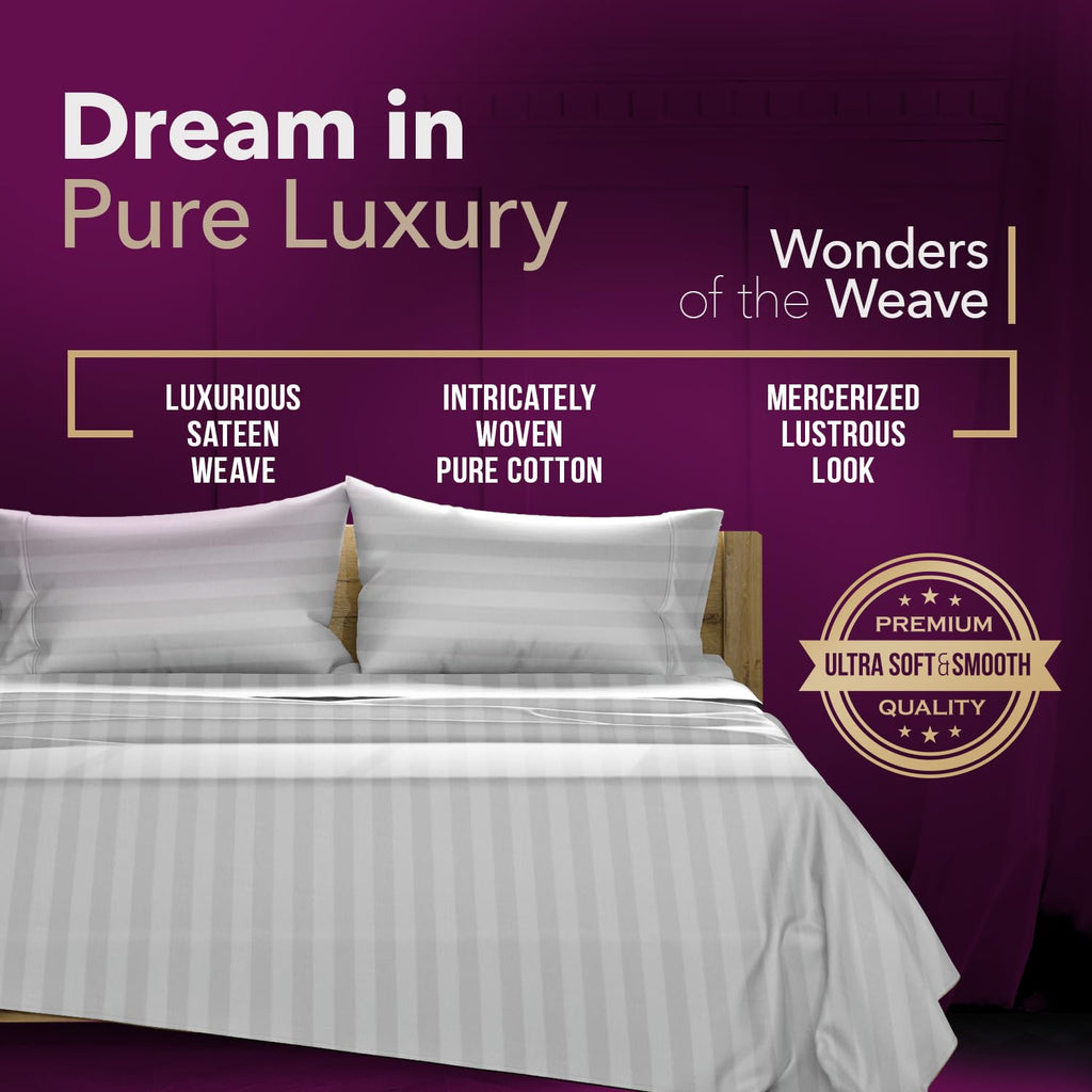 1200 Series Egyptian Cotton Sheets Silver Stripe