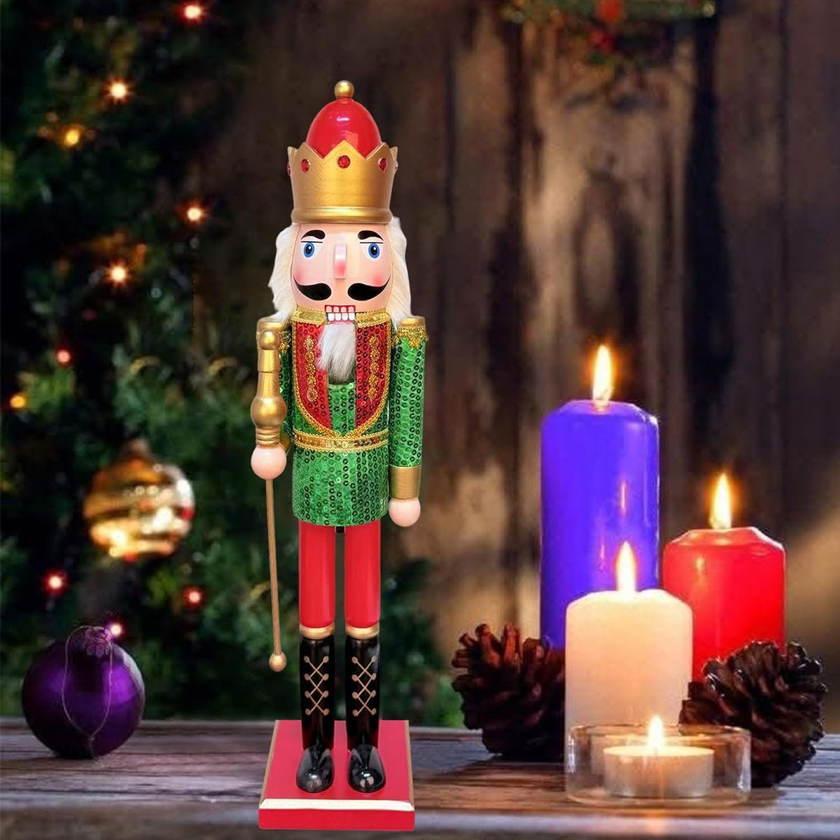 24Inch Wooden Soldier Nutcracker Christmas Decor - Festive Christmas Nutcracker Gift, Winter Indoor Decoration
