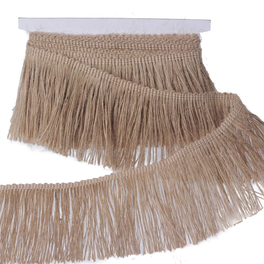 Burlap Fringe Trim Tassel Jute Lace 4 Inch Width 5 Yards Long for Clothes Accessories Latin Wedding Dress and DIY