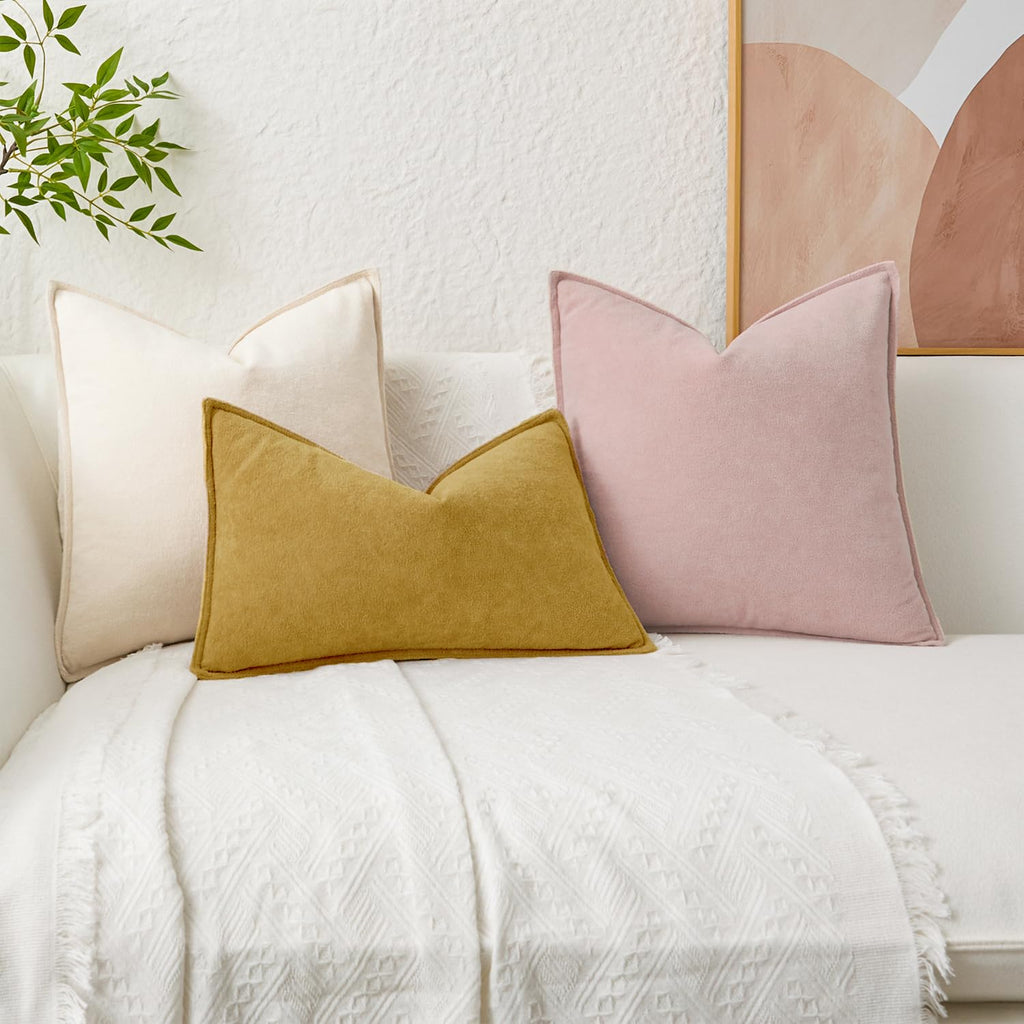 Soft Waterproof 22"x22" Pillow Covers 2 Pack, Mustard Yellow