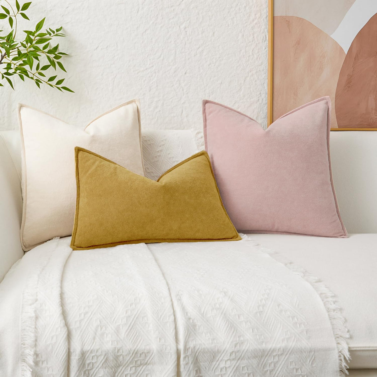 Soft Waterproof 22"x22" Pillow Covers 2 Pack, Mustard Yellow