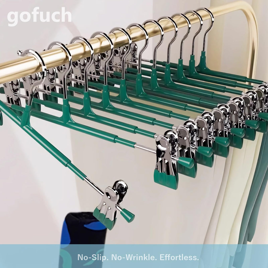 Pants Hangers with Clips, 50 Pack Heavy Duty Space Saving Pant Hangers for Closet Organizer, 12 Inch White Non Slip