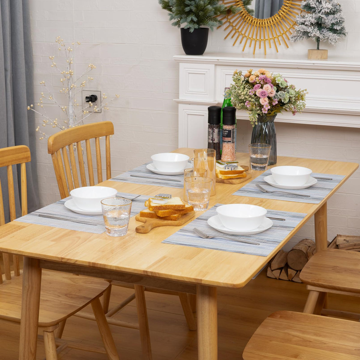 Placemats Set of 8, Heat Resistant Stain Resistant Woven Vinyl Insulation Place mats, Durable Washable Elegant Table