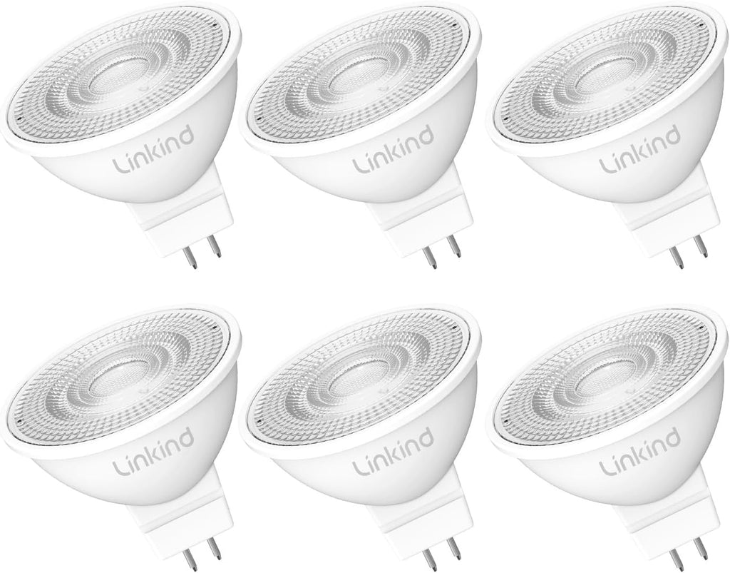 Dimmable MR16 LED Bulbs, 50W Equivalent GU5.3 Bi-Pin Base, 12V Low Voltage 5W 2700K Soft White 500lm 40° Beam Angle