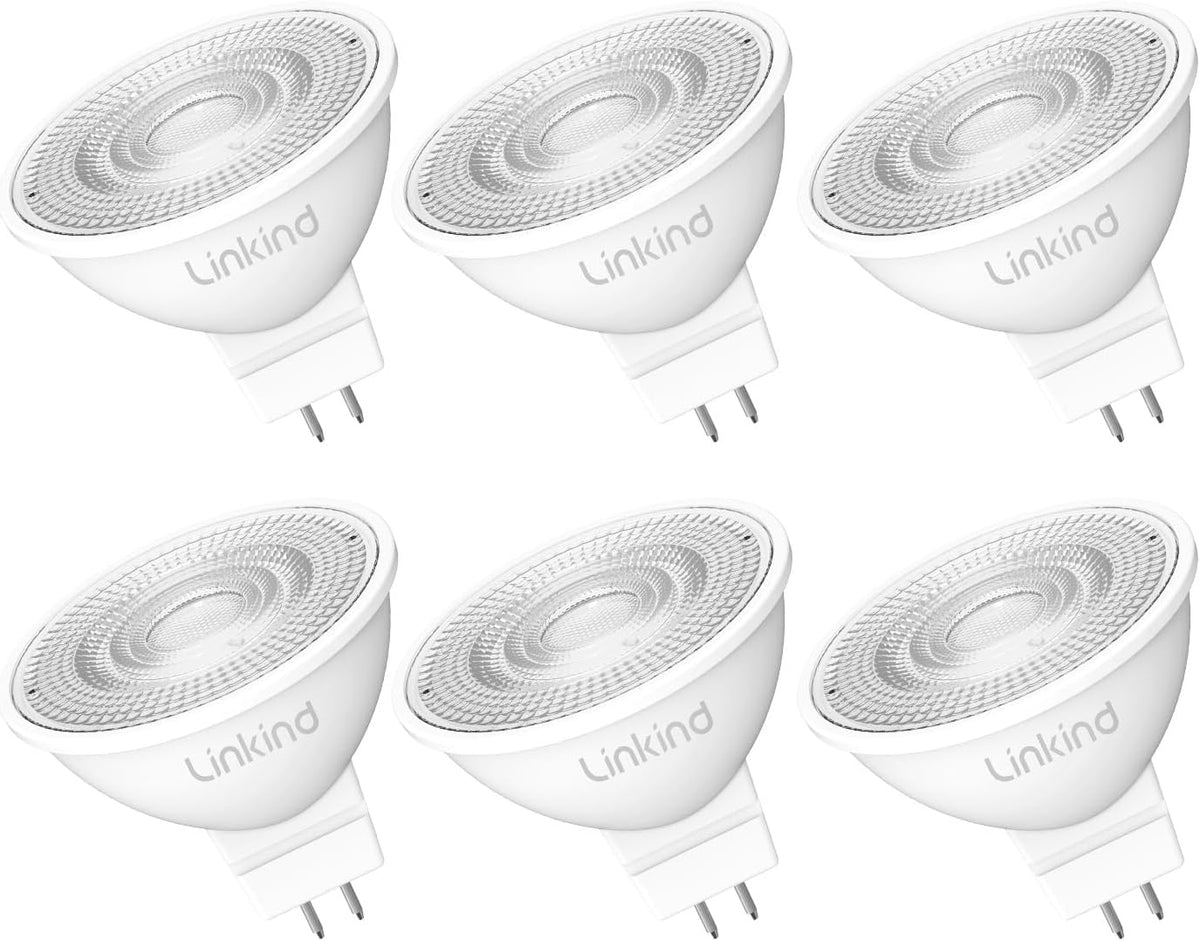 Dimmable MR16 LED Bulbs, 50W Equivalent GU5.3 Bi-Pin Base, 12V Low Voltage 5W 2700K Soft White 500lm 40° Beam Angle