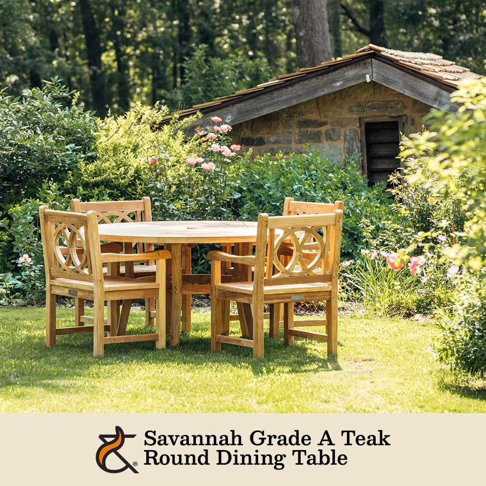 Ash & Ember Savannah 59" Grade A Teak Round Dining Table, Seats 4
