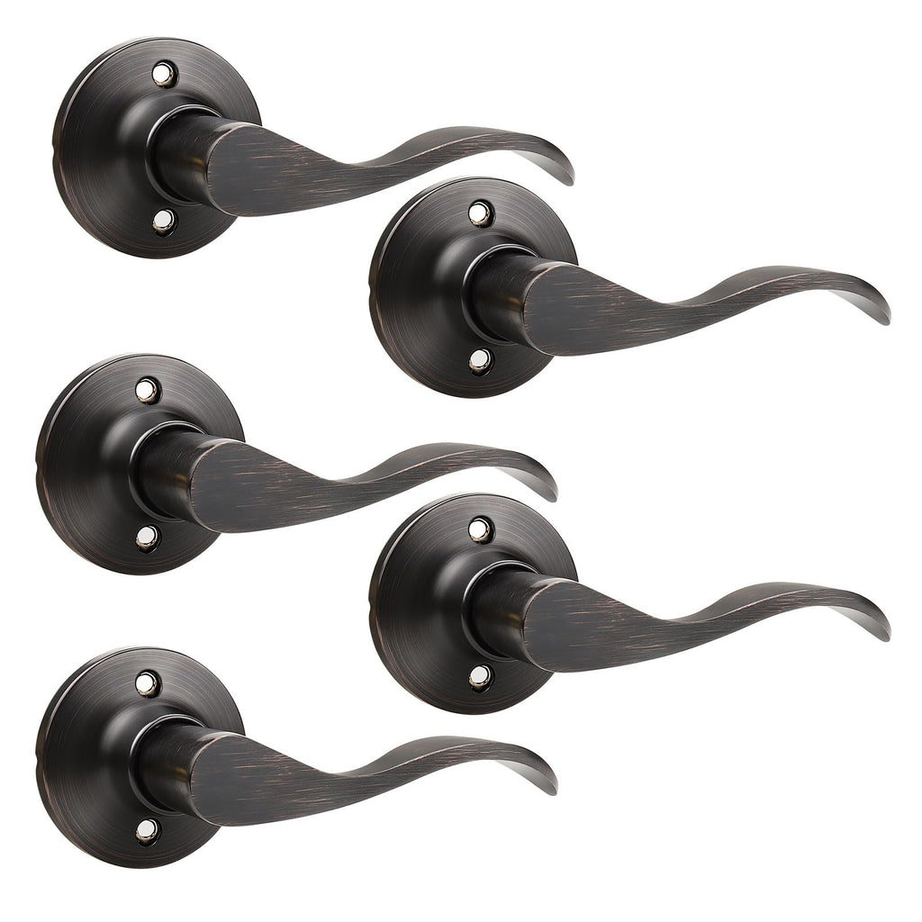 5 Pack Half Dummy Door Handles Oil Rubbed Bronze Dummy Lever Door Handle for Closets Right-Handed Dummy Door Levers