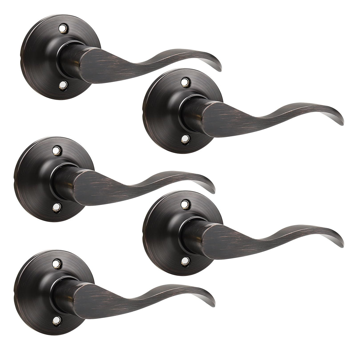5 Pack Half Dummy Door Handles Oil Rubbed Bronze Dummy Lever Door Handle for Closets Right-Handed Dummy Door Levers